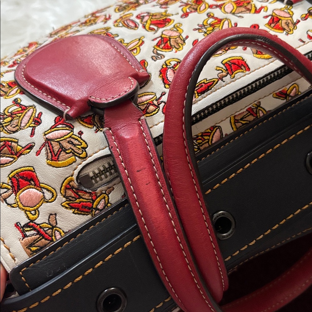 Rare Coach 1941 1/1 Runway Sample Leather Satchel Embroidery White Black Red Bag - Picture 9 of 17
